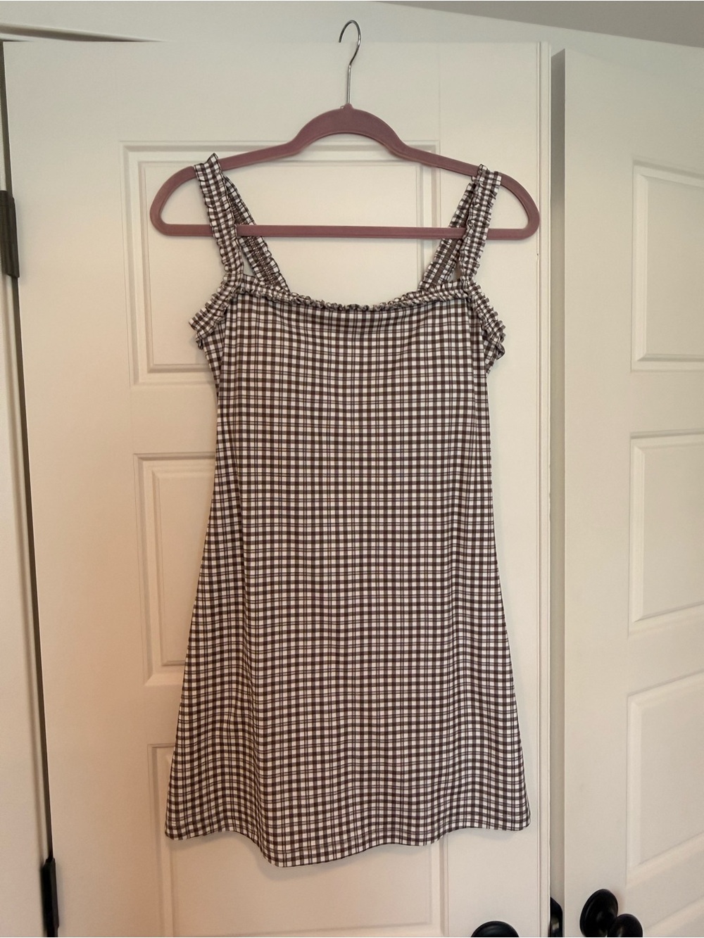 Abercrombie & Fitch Brown and White Gingham Mini Dress